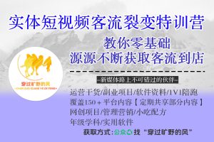 实体短视频客流裂变特训营，教你零基础源源不断获取客流到店