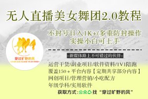 无人直播美女舞团2.0，不封号日入1k+，多重防封操作， 实操小白可上手【揭秘】