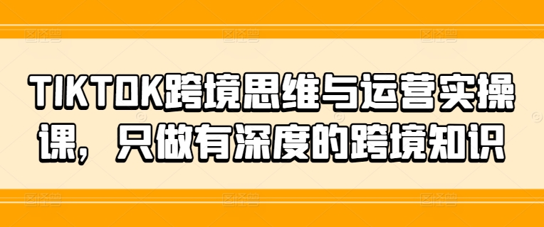 TIKTOK跨境思维与运营实操课,只做有深度的跨境知识插图 TIKTOK跨境思维与运营实操课,只做有深度的跨境知识