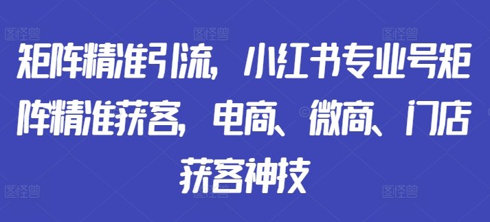 矩阵精准引流,小红书专业号矩阵精准获客,电商、微商、门店获客神技插图 矩阵精准引流,小红书专业号矩阵精准获客,电商、微商、门店获客神技
