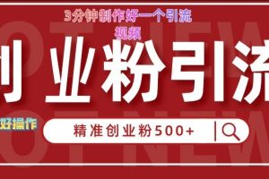 快手被动引流创业粉500+的玩法，3分钟制作好一个引流视频，轻松简单好操作【揭秘】