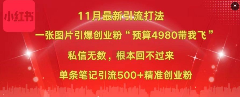 小红书11月最新图片打粉,一张图片引爆创业粉,“预算4980带我飞”,单条引流500+精准创业粉插图 小红书11月最新图片打粉,一张图片引爆创业粉,“预算4980带我飞”,单条引流500+精准创业粉