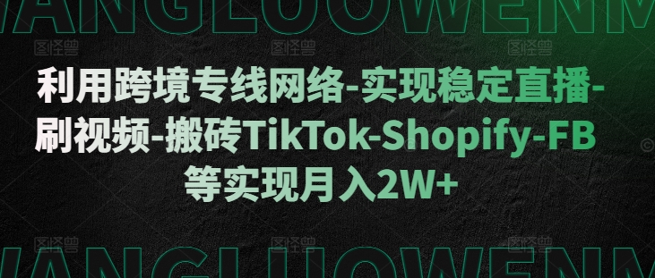 利用跨境专线网络-实现稳定直播-刷视频-搬砖TikTok-Shopify-FB等实现月入2W+【揭秘】插图 利用跨境专线网络-实现稳定直播-刷视频-搬砖TikTok-Shopify-FB等实现月入2W+【揭秘】