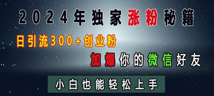 2024年独家涨粉秘籍,日引流300+创业粉,加爆你的微信好友,小白也能轻松上手插图 2024年独家涨粉秘籍,日引流300+创业粉,加爆你的微信好友,小白也能轻松上手