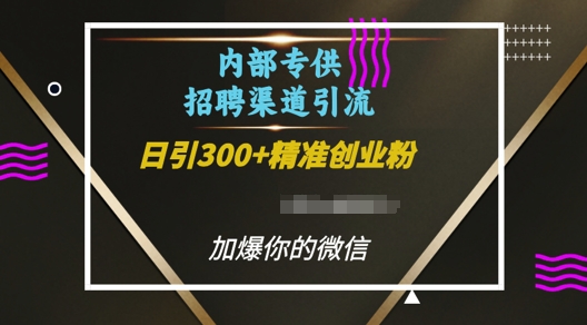 内部招聘渠道日引流300+创业粉,加爆你的微信【揭秘】插图 内部招聘渠道日引流300+创业粉,加爆你的微信【揭秘】
