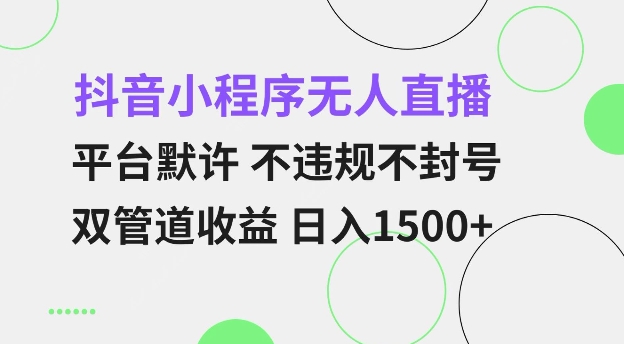 抖音小程序无人直播 平台默许 不违规不封号 双管道收益 日入多张 小白也能轻松操作【仅揭秘】插图 抖音小程序无人直播 平台默许 不违规不封号 双管道收益 日入多张 小白也能轻松操作【仅揭秘】