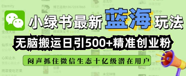 小绿书无脑搬运引流,全自动日引500精准创业粉,微信生态内又一个闷声发财的机会插图 小绿书无脑搬运引流,全自动日引500精准创业粉,微信生态内又一个闷声发财的机会
