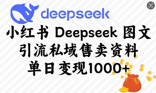 小红书Deepseek图文引流私域售卖资料,单日变现多张插图 小红书Deepseek图文引流私域售卖资料,单日变现多张