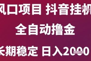 风口项目，六月最新玩法抖音无人挂G，全自动撸金，长期稳定 日入2k+【揭秘】