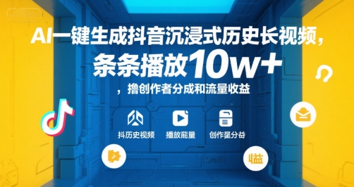 AI一键生成抖音沉浸式历史长视频,条条播放10w+,撸创作者分成和流量收益【揭秘】插图 AI一键生成抖音沉浸式历史长视频,条条播放10w+,撸创作者分成和流量收益【揭秘】