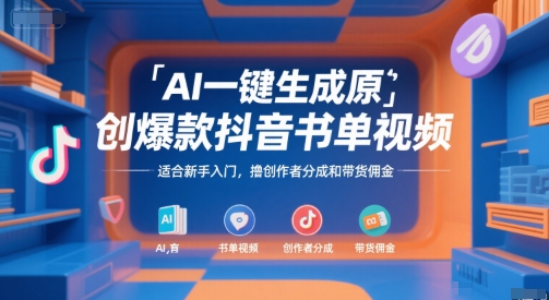 AI一键生成原创爆款抖音书单视频,适合新手入门,撸创作者分成和带货佣金【揭秘】插图 AI一键生成原创爆款抖音书单视频,适合新手入门,撸创作者分成和带货佣金【揭秘】