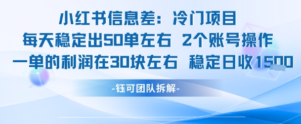 小红书信息差冷门项目一单利润30块每天稳定1.5k左右2个账号操作插图 小红书信息差冷门项目一单利润30块每天稳定1.5k左右2个账号操作