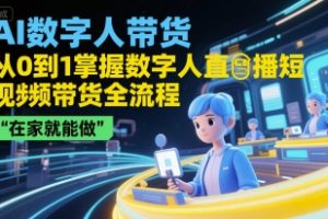 AI数字人带货，从0到1掌握数字人直播短视频带货全流程，在家就能做