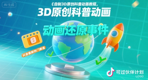 自制3D原创科普动画教程,动画还原事件,抖音最新热门赛道,可过伙伴计划插图 自制3D原创科普动画教程,动画还原事件,抖音最新热门赛道,可过伙伴计划