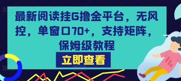 最新阅读挂G撸金平台,无风控,单窗口70+,支持矩阵,保姆级教程【揭秘】插图 最新阅读挂G撸金平台,无风控,单窗口70+,支持矩阵,保姆级教程【揭秘】