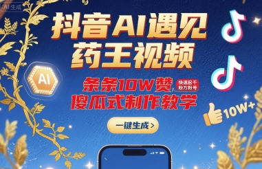 抖音AI遇见药王视频,条条10W赞,快速起千粉万粉号,傻瓜式制作教学插图 抖音AI遇见药王视频,条条10W赞,快速起千粉万粉号,傻瓜式制作教学