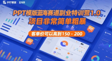 PPT模版蓝海赛道副业特训营1.0,项目非常简单粗暴,客单价可以高到150-200插图 PPT模版蓝海赛道副业特训营1.0,项目非常简单粗暴,客单价可以高到150-200