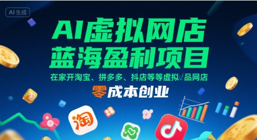 AI虚拟网店蓝海盈利项目,在家开淘宝、拼多多、抖店等虚拟品网店,零成本创业插图 AI虚拟网店蓝海盈利项目,在家开淘宝、拼多多、抖店等虚拟品网店,零成本创业