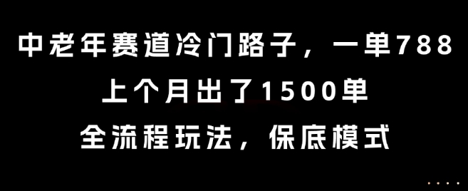 中老年赛道冷门路子,一单788,上个月出了1500单,全流程玩法,保底模式【揭秘】插图 中老年赛道冷门路子,一单788,上个月出了1500单,全流程玩法,保底模式【揭秘】