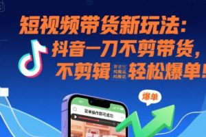 短视频带货新玩法：抖音一刀不剪带货，不剪辑，纯搬运，新手也能轻松爆单!