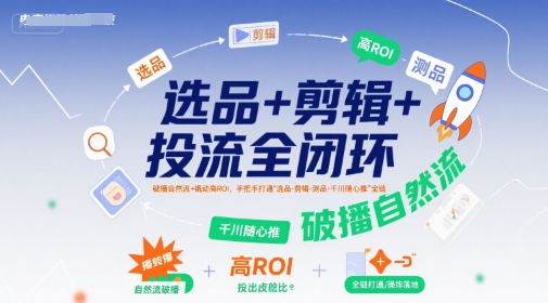 选品+剪辑+投流全闭环,破播自然流+撬动高ROI,手把手打通“选品-剪辑-测品-千川随心推”全链插图 选品+剪辑+投流全闭环,破播自然流+撬动高ROI,手把手打通“选品-剪辑-测品-千川随心推”全链