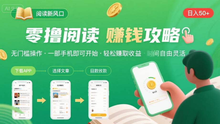 零撸阅读新风口,无门槛轻松挣,一部手机,日入 50-3张【揭秘】插图 零撸阅读新风口,无门槛轻松挣,一部手机,日入 50-3张【揭秘】