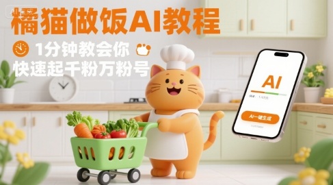 有趣的橘猫买菜做饭视频,用AI一键搞定,1分钟教会你,快速起千粉万粉号插图 有趣的橘猫买菜做饭视频,用AI一键搞定,1分钟教会你,快速起千粉万粉号