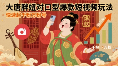 大唐胖妞对口型爆款短视频玩法,快速起千粉万粉号插图 大唐胖妞对口型爆款短视频玩法,快速起千粉万粉号