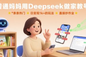 普通妈妈用Deepseek做家教号，条条热门，日变现1k+的玩法，直接抄作业