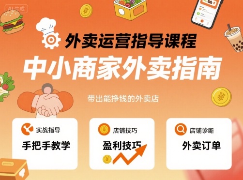 外卖运营指导课程,中小商家外卖指南,手把手带出能挣钱的外卖店插图 外卖运营指导课程,中小商家外卖指南,手把手带出能挣钱的外卖店