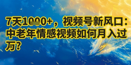 7天收益1k+,视频号新风口:中老年情感视频如何月入过W?插图 7天收益1k+,视频号新风口:中老年情感视频如何月入过W?