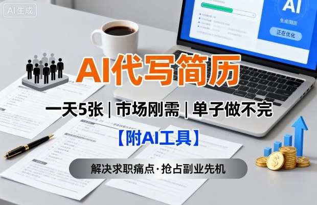 AI代写简历,一天5张,今年找工作难,市场刚需,单子做不完【附AI工具】插图 AI代写简历,一天5张,今年找工作难,市场刚需,单子做不完【附AI工具】