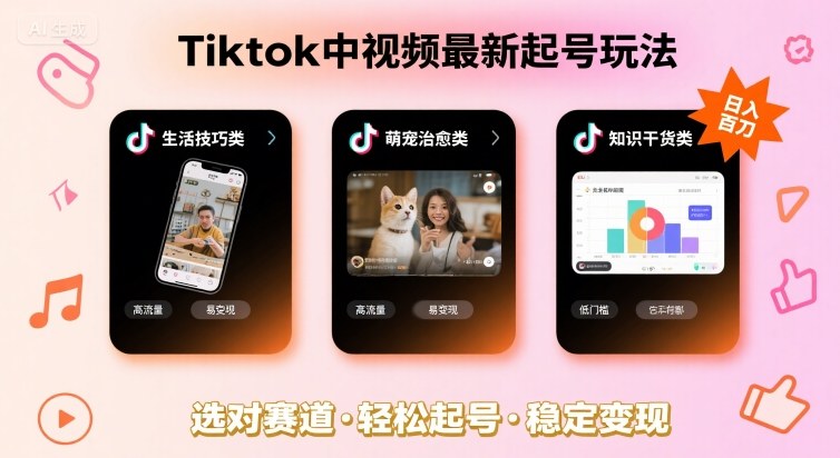 Tiktok中视频最新起号玩法,想要日入百刀,做好这几个赛道就可以了插图 Tiktok中视频最新起号玩法,想要日入百刀,做好这几个赛道就可以了