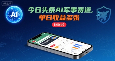 今日头条AI军事赛道,单日收益多张 ,手机可做【附指令】插图 今日头条AI军事赛道,单日收益多张 ,手机可做【附指令】