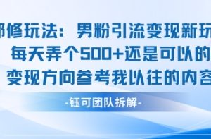 邪修玩法：男粉引流变现新玩法每天弄个5张还是可以的变现方向参考我以往的内容