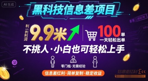 黑科技信息差项目,一单利润9.9米,一天简简单单出100单,不挑人,小白也可轻松上手【揭秘】插图 黑科技信息差项目,一单利润9.9米,一天简简单单出100单,不挑人,小白也可轻松上手【揭秘】