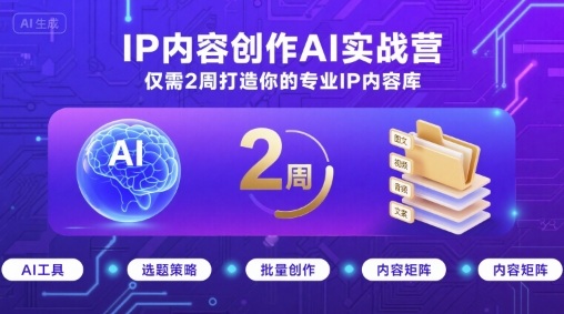 IP内容创作AI实战营,仅需2周打造你的专业IP内容库插图 IP内容创作AI实战营,仅需2周打造你的专业IP内容库