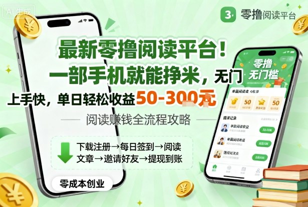 最新零撸阅读平台!一部手机就能挣米,无门槛上手快,单日轻松收益50-3张【揭秘】插图 最新零撸阅读平台!一部手机就能挣米,无门槛上手快,单日轻松收益50-3张【揭秘】