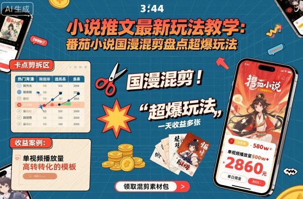 小说推文最新玩法教学,番茄小说国漫混剪盘点超爆玩法,全程干货,一天收益多张插图 小说推文最新玩法教学,番茄小说国漫混剪盘点超爆玩法,全程干货,一天收益多张