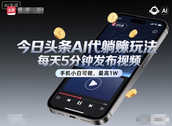 今日头条AI代躺賺玩法,每天5分钟发布视频,手机小白可做,最高1W+【揭秘】插图 今日头条AI代躺賺玩法,每天5分钟发布视频,手机小白可做,最高1W+【揭秘】