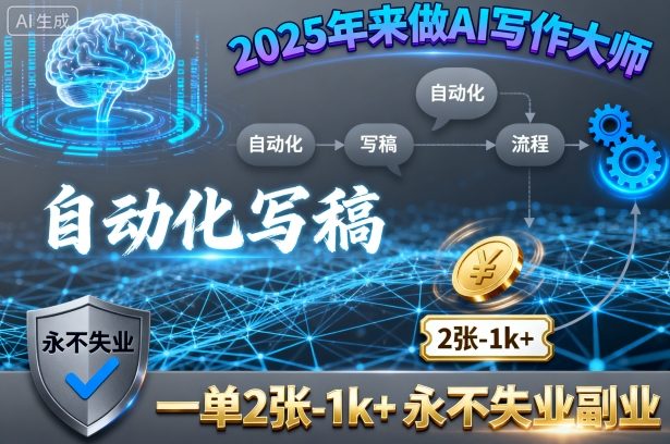2025年来做AI写作大师,自动化写稿,一单2张-1k+,永不失业副业插图 2025年来做AI写作大师,自动化写稿,一单2张-1k+,永不失业副业