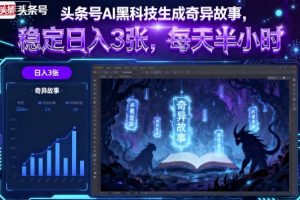 头条号AI黑科技生成奇异故事，稳定日入3张，每天半小时