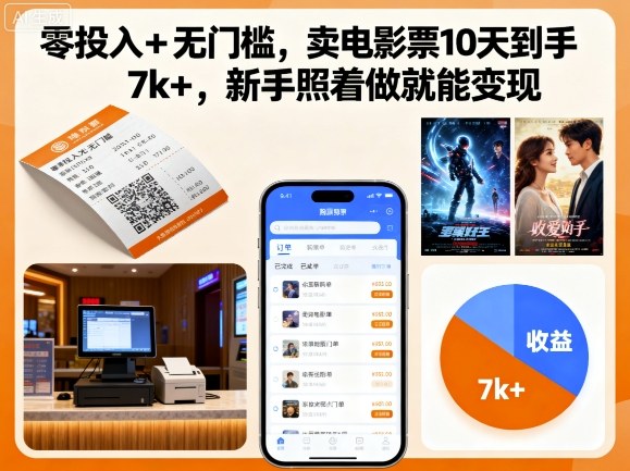零投入+无门槛,卖电影票10天到手7k+,新手照着做就能变现【揭秘】插图 零投入+无门槛,卖电影票10天到手7k+,新手照着做就能变现【揭秘】