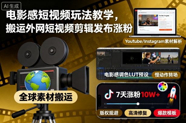 电影感短视频玩法教学,搬运外网短视频剪辑发布涨粉插图 电影感短视频玩法教学,搬运外网短视频剪辑发布涨粉