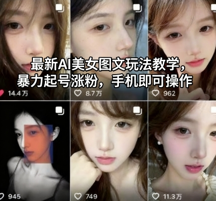 最新AI美女图文玩法教学,暴力起号涨粉,手机即可操作插图 最新AI美女图文玩法教学,暴力起号涨粉,手机即可操作