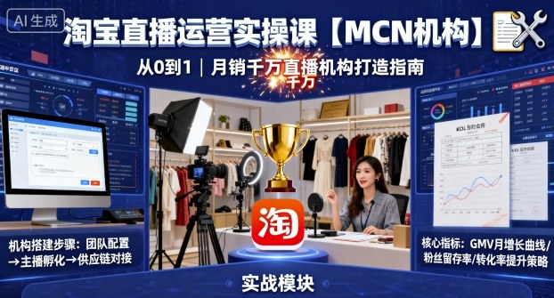 淘宝直播运营实操课【MCN机构】,从0到1做一家月销千W的直播机构插图 淘宝直播运营实操课【MCN机构】,从0到1做一家月销千W的直播机构