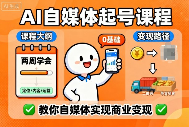AI自媒体起号课程,0基础小白两周学会,教你自媒体实现商业变现插图 AI自媒体起号课程,0基础小白两周学会,教你自媒体实现商业变现