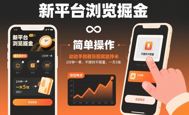 新平台浏览掘金,动动手指截张图就能挣米,2分钟一单,不限时不限量,一天5张【揭秘】插图 新平台浏览掘金,动动手指截张图就能挣米,2分钟一单,不限时不限量,一天5张【揭秘】