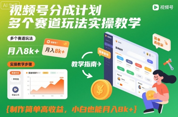 视频号分成计划多个赛道玩法实操教学,制作简单高收益,小白也能月入8k+插图 视频号分成计划多个赛道玩法实操教学,制作简单高收益,小白也能月入8k+