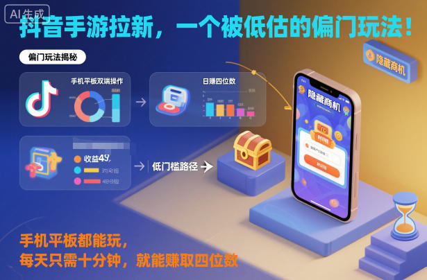 抖音手游拉新,一个被低估的偏门玩法!手机平板都能玩,每天只需十分钟,就能賺取四位数【揭秘】插图 抖音手游拉新,一个被低估的偏门玩法!手机平板都能玩,每天只需十分钟,就能賺取四位数【揭秘】
